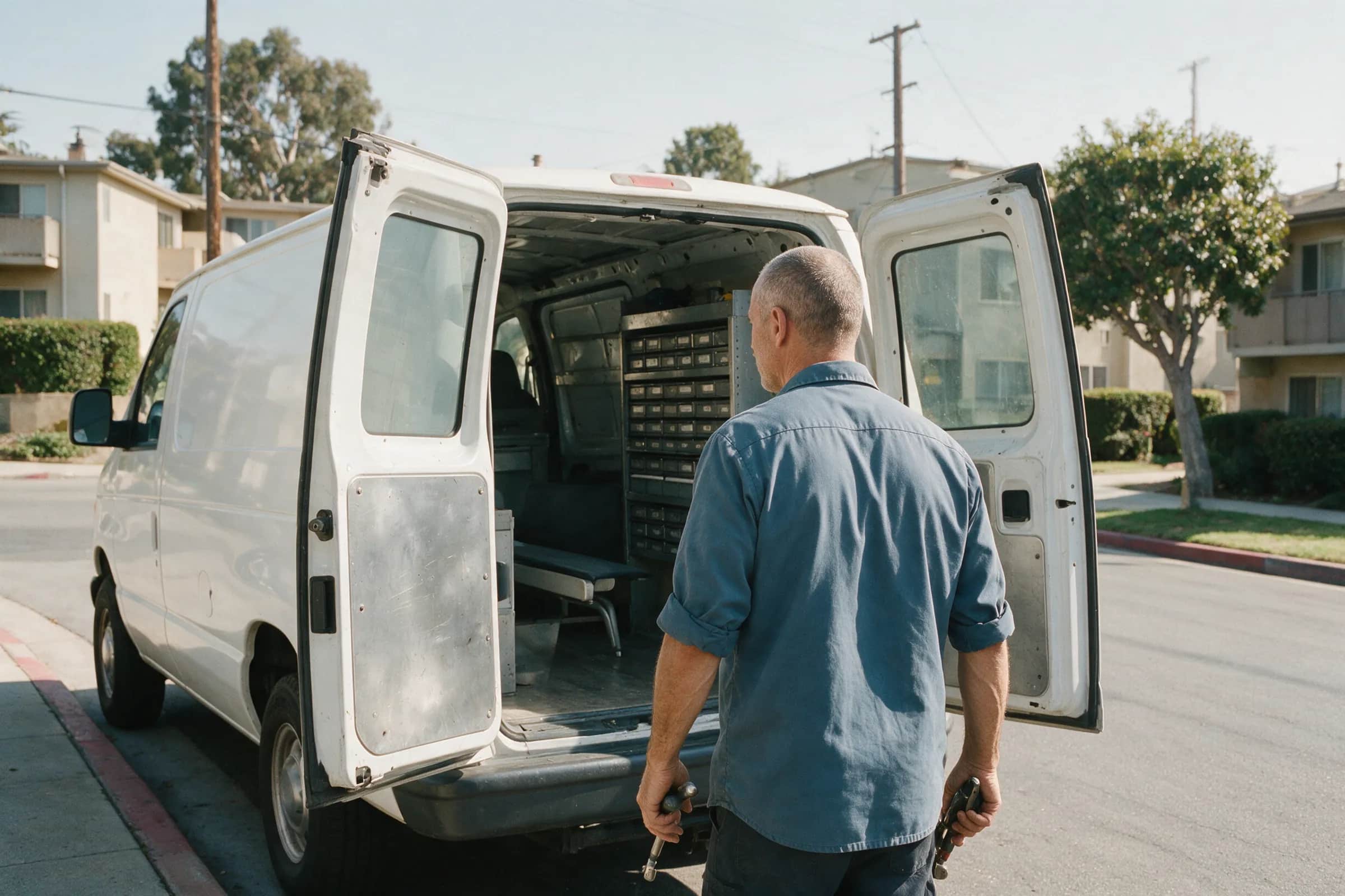 Baylands Lock & Access service van at dusk